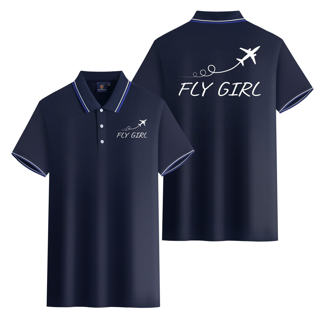 Just Fly It & Fly Girl Designed Stylish Polo T-Shirts (Double-Side)