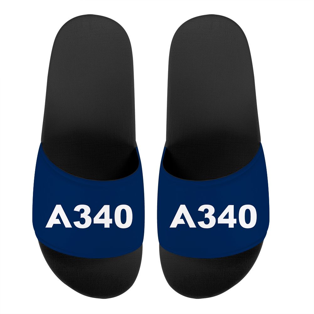 A340 Flat Text Designed Sport Slippers