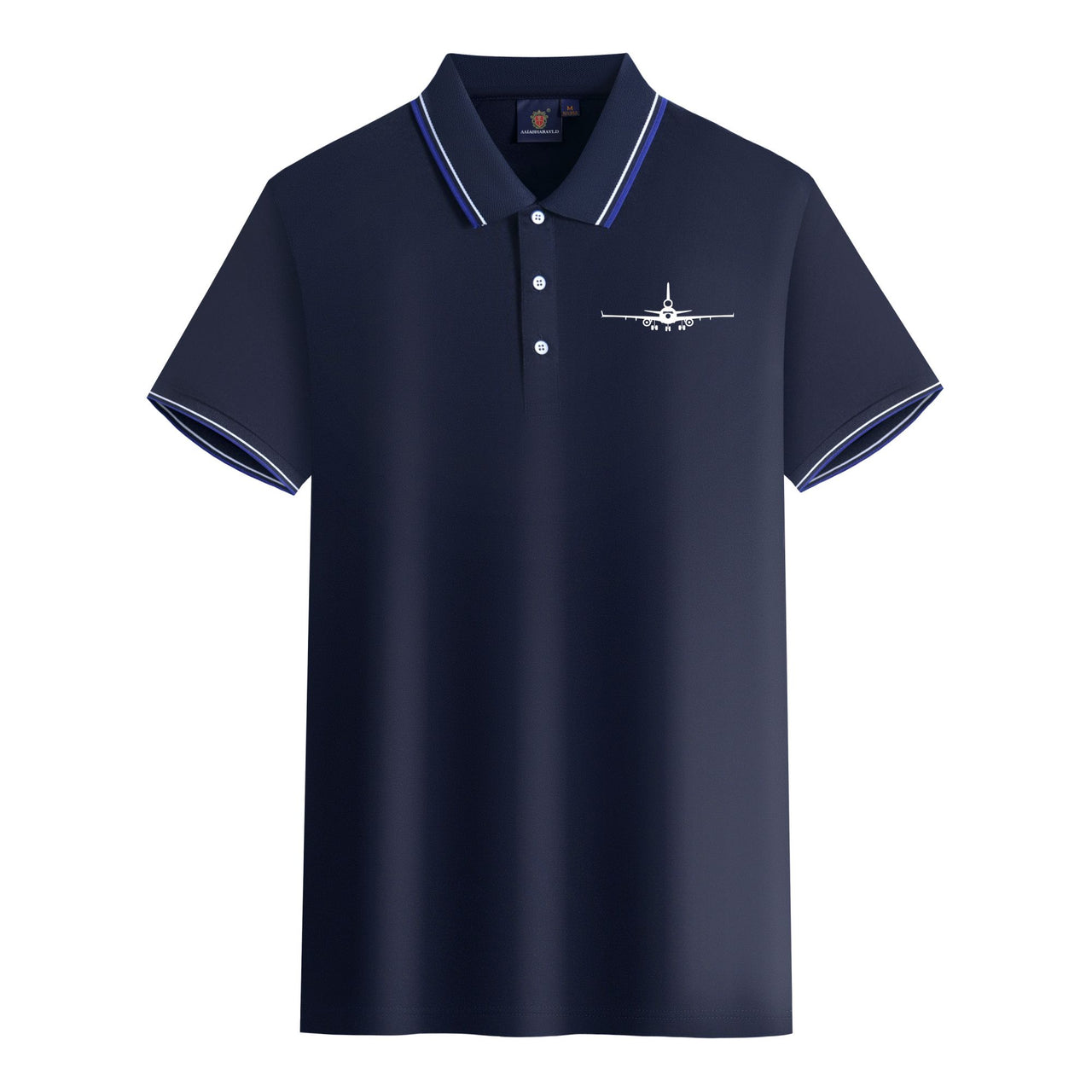 McDonnell Douglas MD-11 Silhouette Plane Designed Stylish Polo T-Shirts