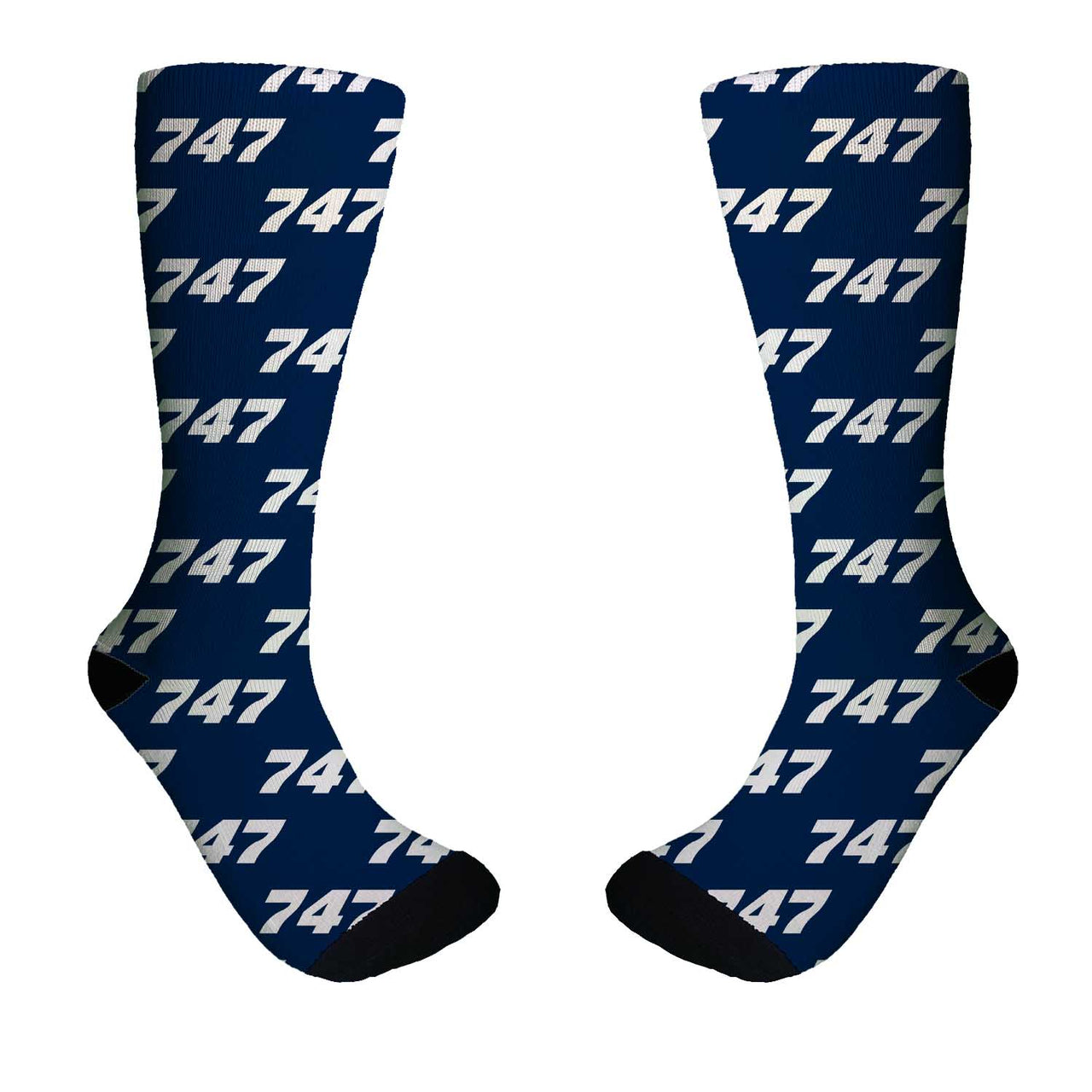 747 Flat Text Designed Socks