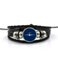 Thumbnail for Ilyushin IL-76 Silhouette Designed Leather Bracelets