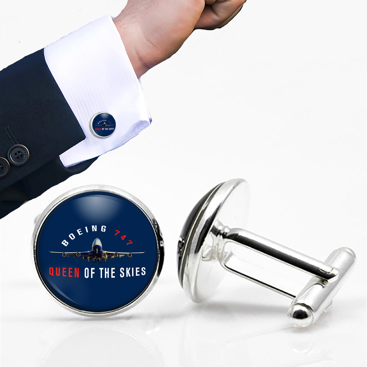 Boeing 747 Queen of the Skies Designed Cuff Links