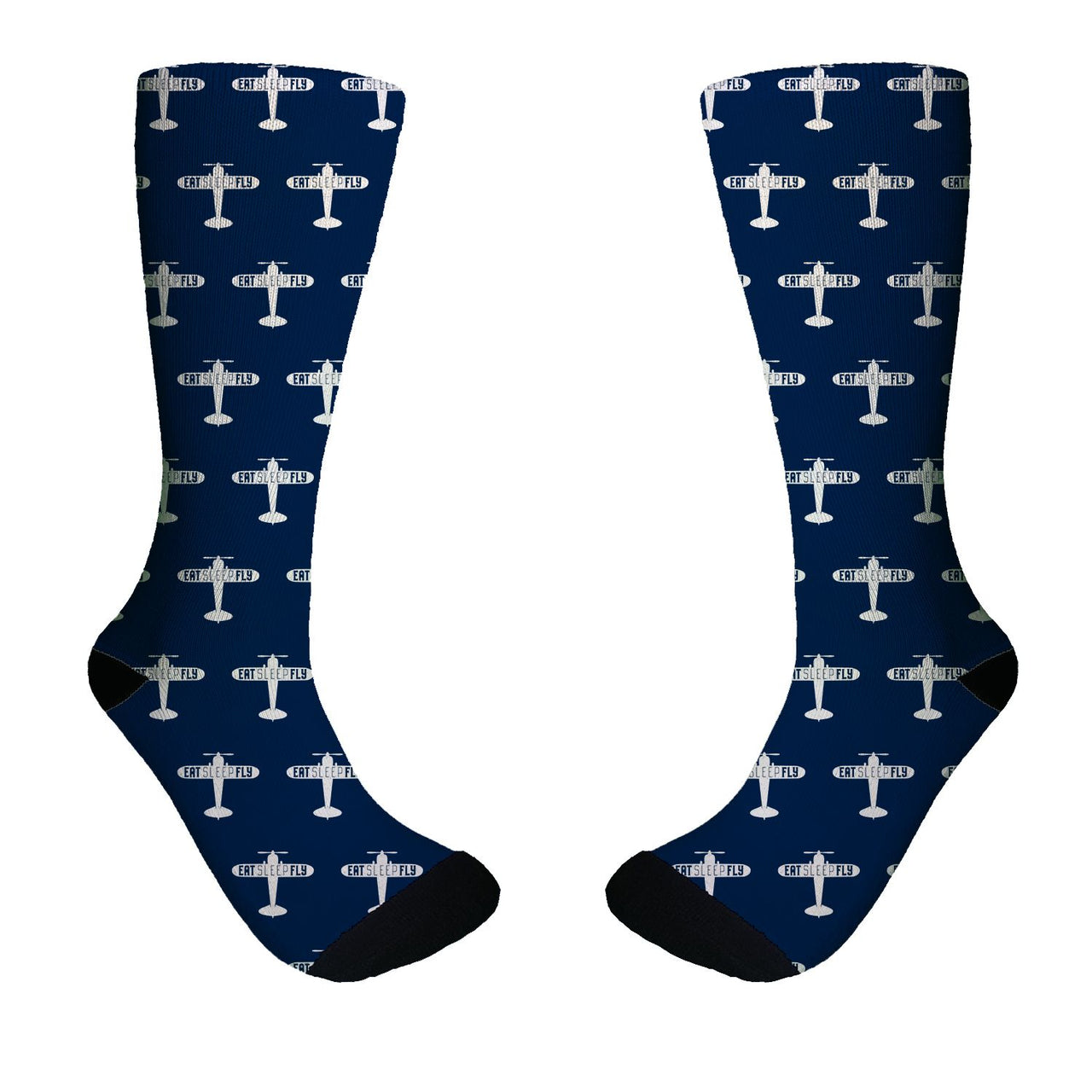 Eat Sleep Fly & Propeller Designed Socks