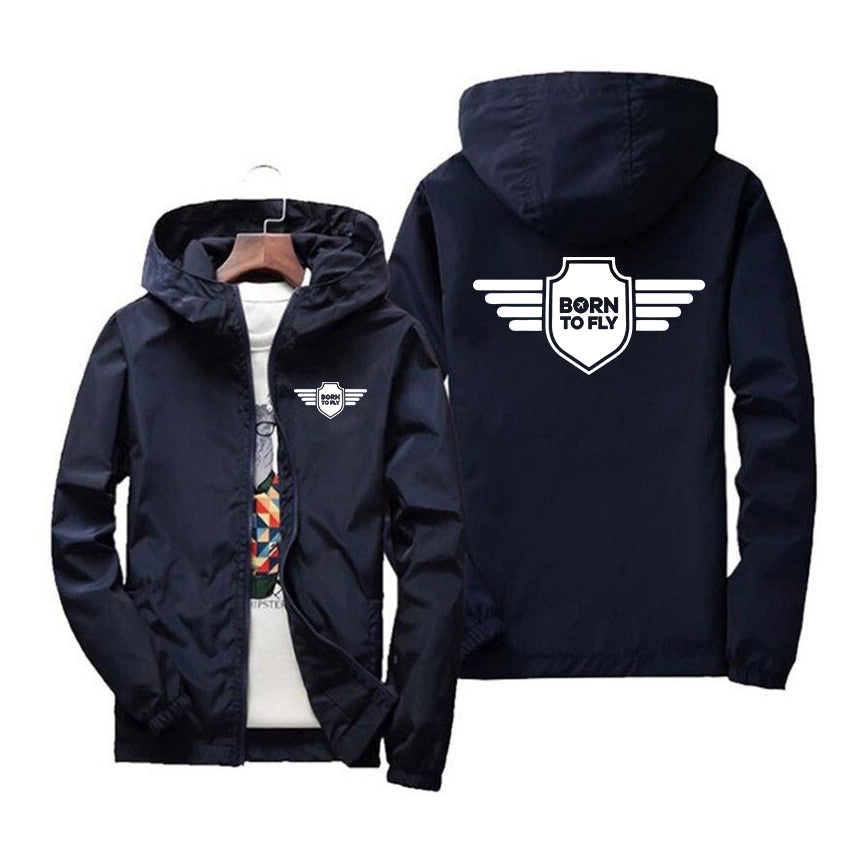 Born To Fly & Badge Designed Thin Windbreaker Jackets