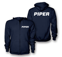 Thumbnail for Piper & Text Designed Zipped Hoodies