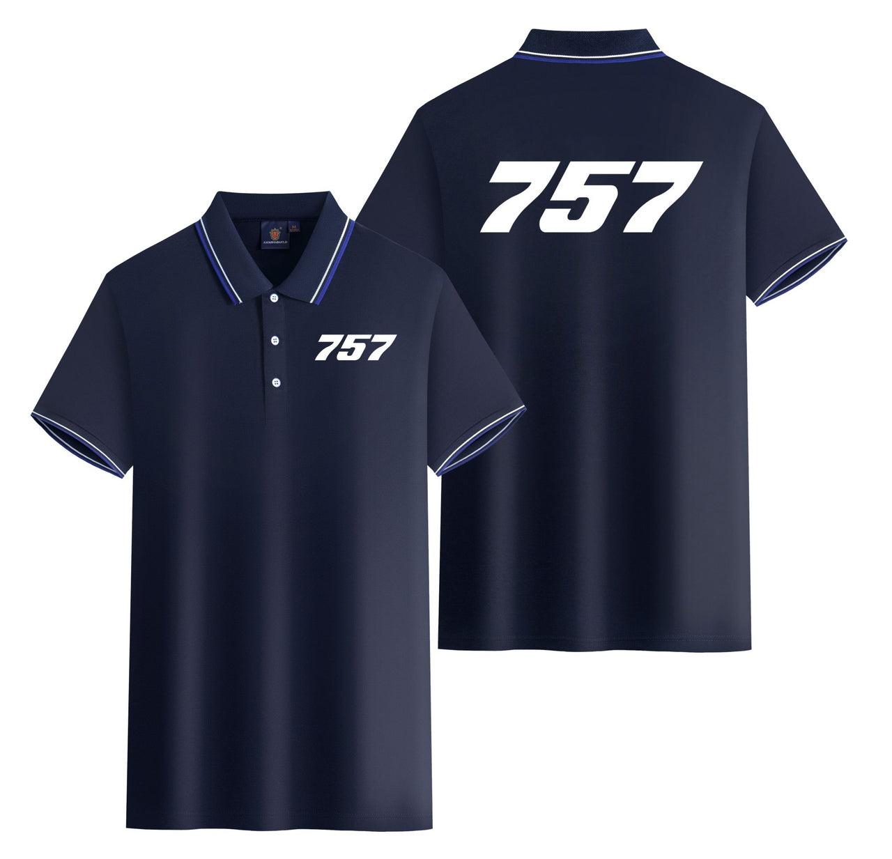 757 Flat Text Designed Stylish Polo T-Shirts (Double-Side)