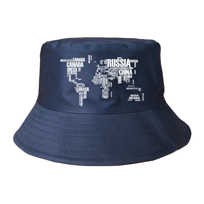 World Map (Text) Designed Summer & Stylish Hats