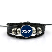 Thumbnail for 757 Flat Text Designed Leather Bracelets