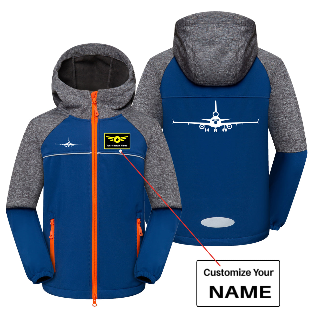 McDonnell Douglas MD-11 Silhouette Plane Designed Children Polar Style Jackets