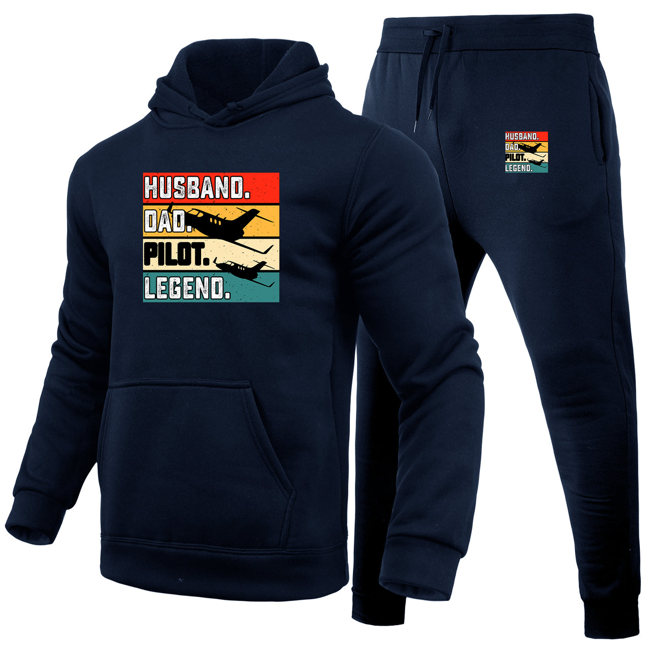 Husband & Dad & Pilot & Legend Designed Hoodies & Sweatpants Set