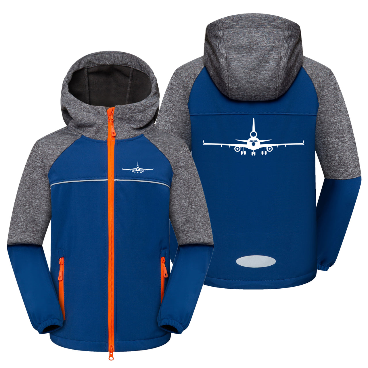 McDonnell Douglas MD-11 Silhouette Plane Designed Children Polar Style Jackets