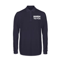 Thumbnail for Born To Fix Airplanes Designed Long Sleeve Polo T-Shirts