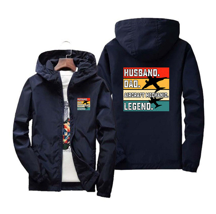 Husband & Dad & Aircraft Mechanic & Legend Designed Thin Windbreaker Jackets