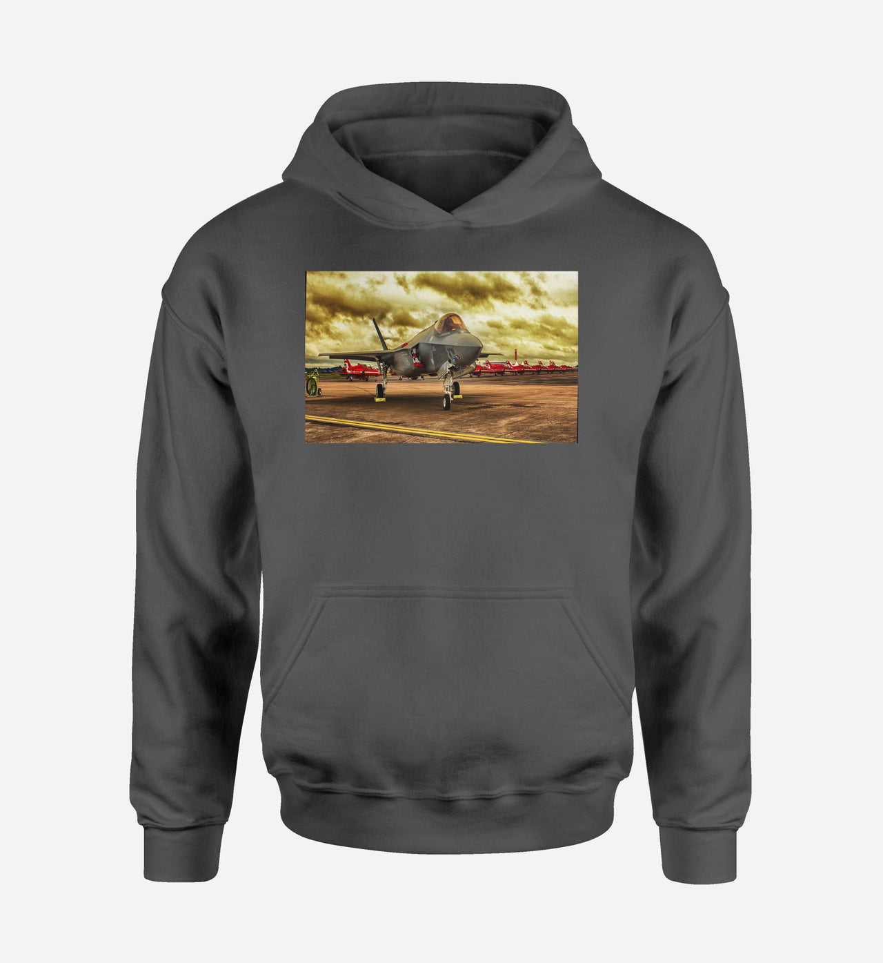 Fighting Falcon F35 at Airbase Designed Hoodies