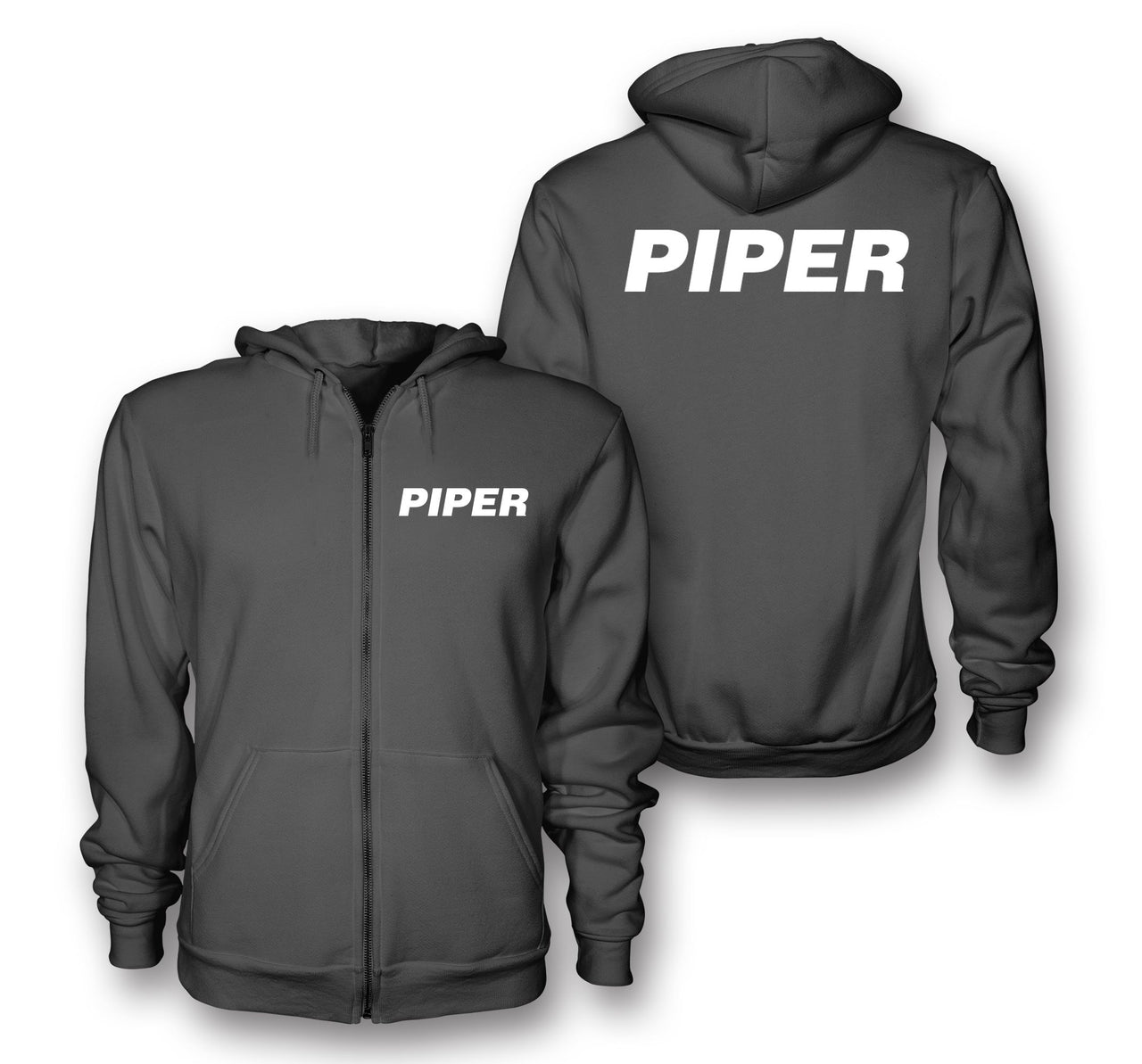 Piper & Text Designed Zipped Hoodies