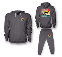 Thumbnail for Husband & Dad & Pilot & Legend Designed Zipped Hoodies & Sweatpants Set