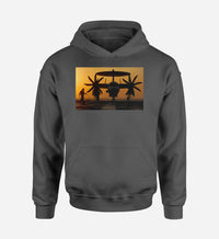 Thumbnail for Military Plane at Sunset Designed Hoodies