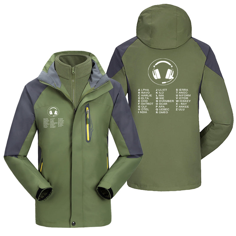 Aviation Alphabet 3 Designed Thick Skiing Jackets