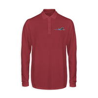 Thumbnail for Multicolor Airplane Designed Long Sleeve Polo T-Shirts