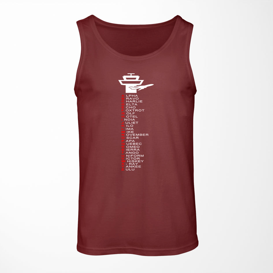 Aviation Alphabet Designed Tank Tops