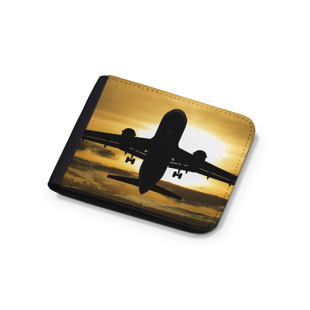 Departing Passanger Jet During Sunset Designed Wallets