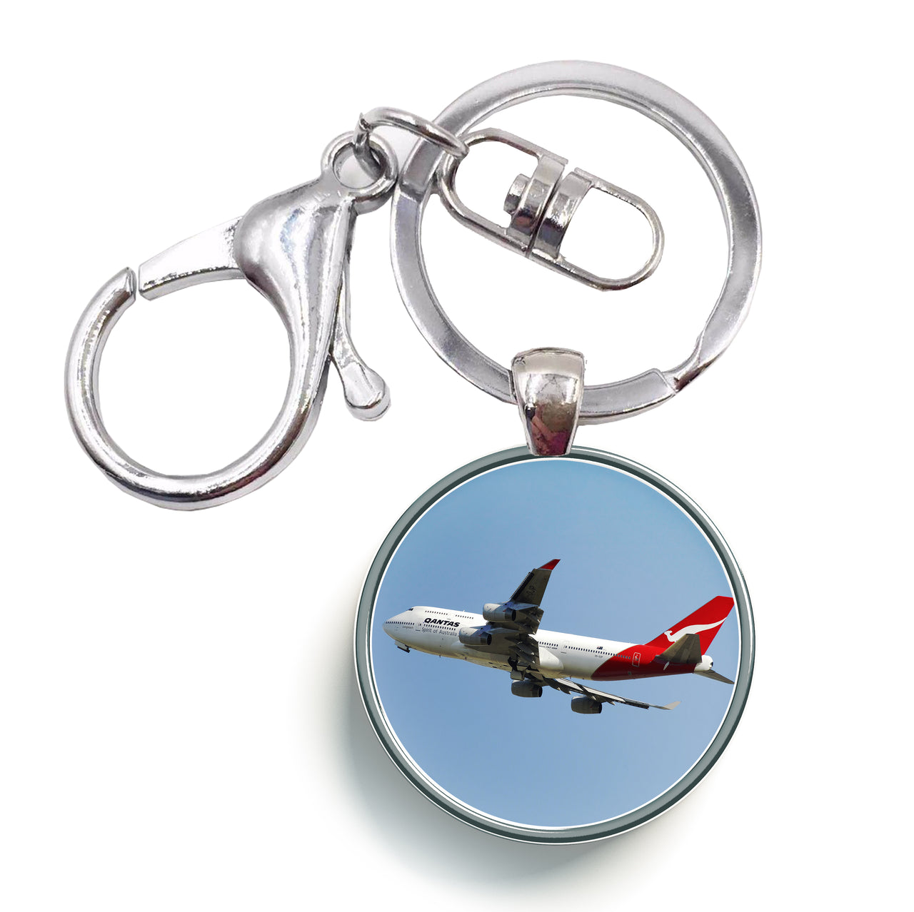 Departing Qantas Boeing 747 Designed Circle Key Chains