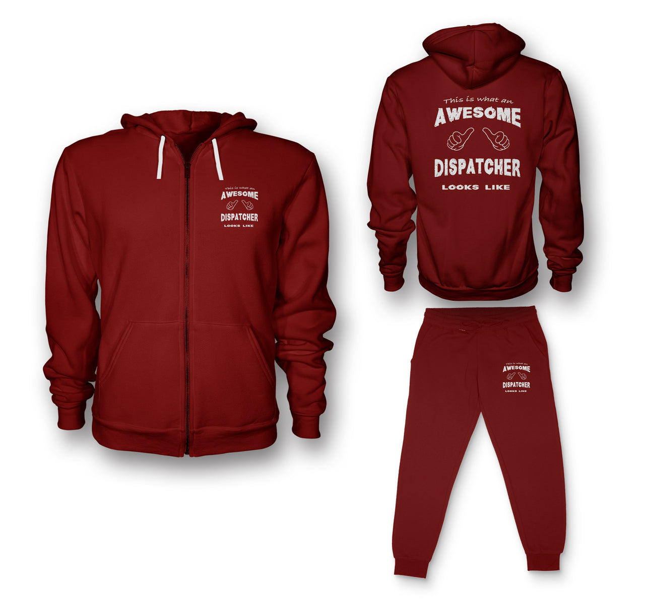 Dispatcher Designed Zipped Hoodies & Sweatpants Set