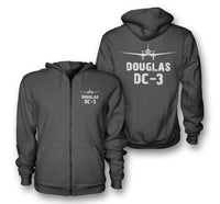 Thumbnail for Douglas DC-3 & Plane Designed Zipped Hoodies