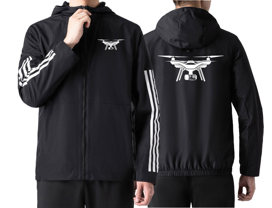 Drone Silhouette Designed Windbreaker Jackets