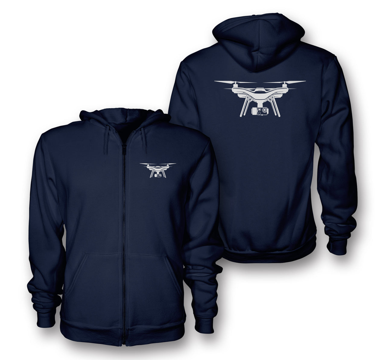 Drone Silhouette Designed Zipped Hoodies