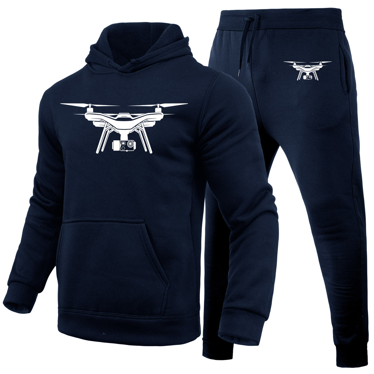 Drone Silhouette Designed Hoodies & Sweatpants Set