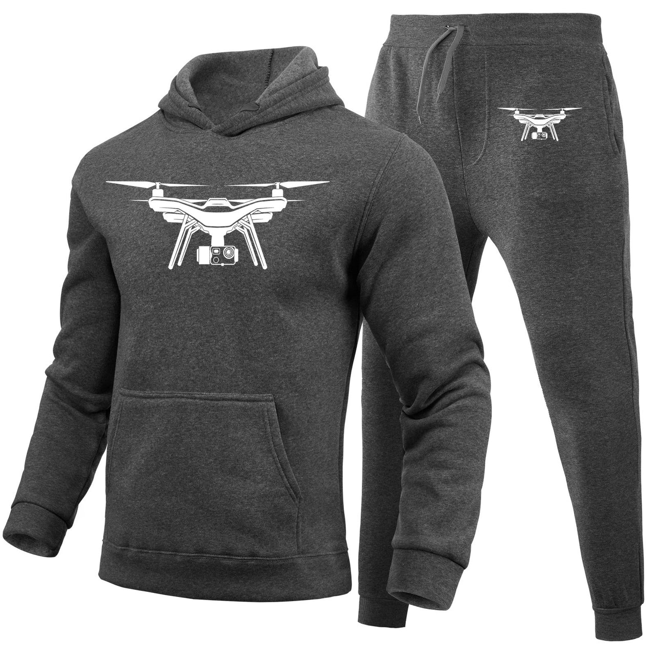 Drone Silhouette Designed Hoodies & Sweatpants Set