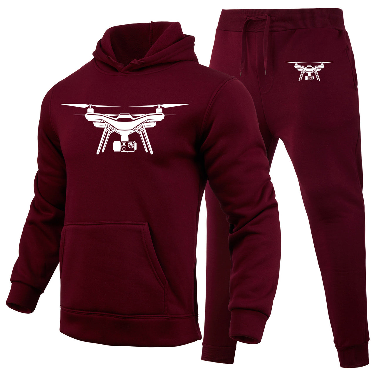 Drone Silhouette Designed Hoodies & Sweatpants Set