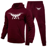 Thumbnail for Drone Silhouette Designed Hoodies & Sweatpants Set