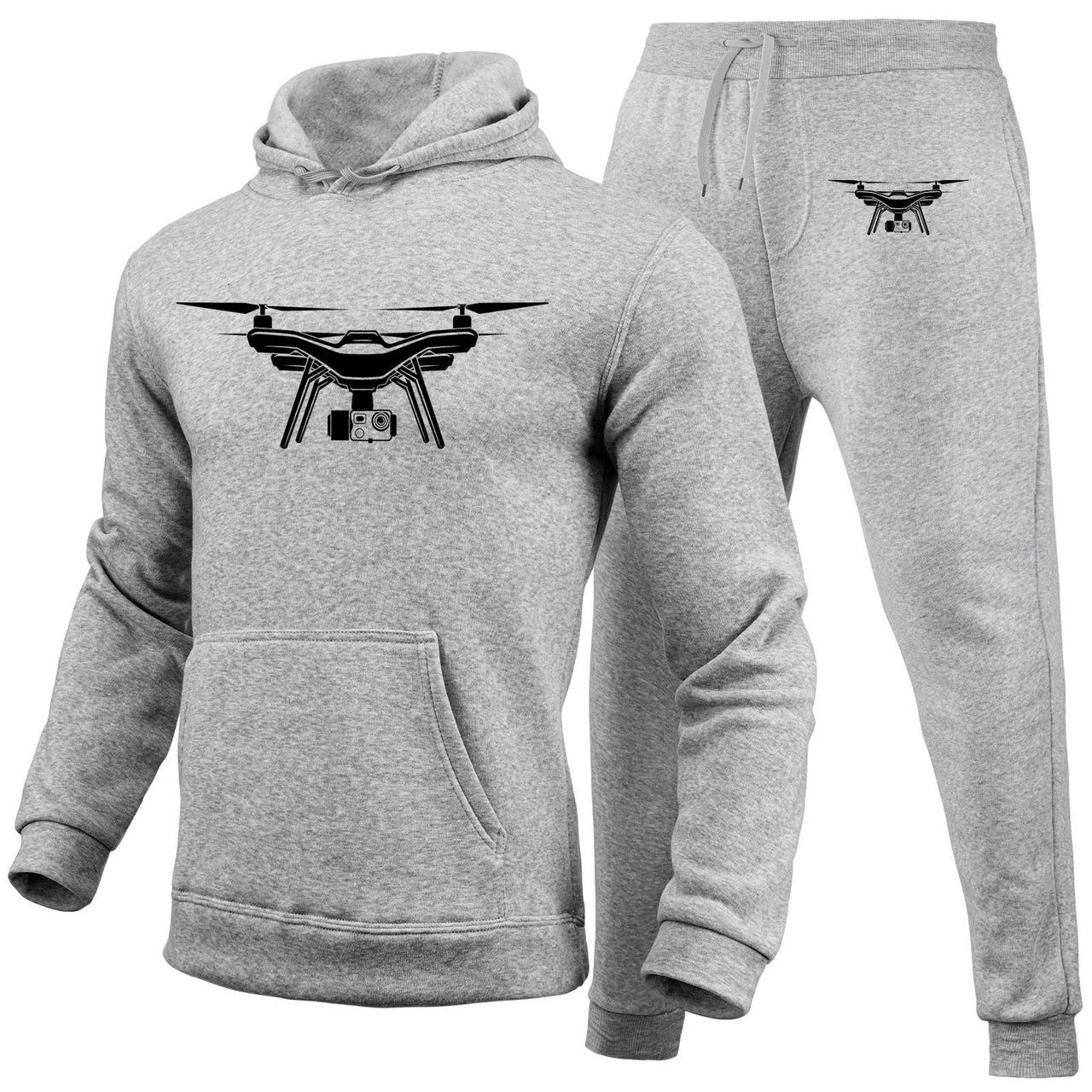 Drone Silhouette Designed Hoodies & Sweatpants Set