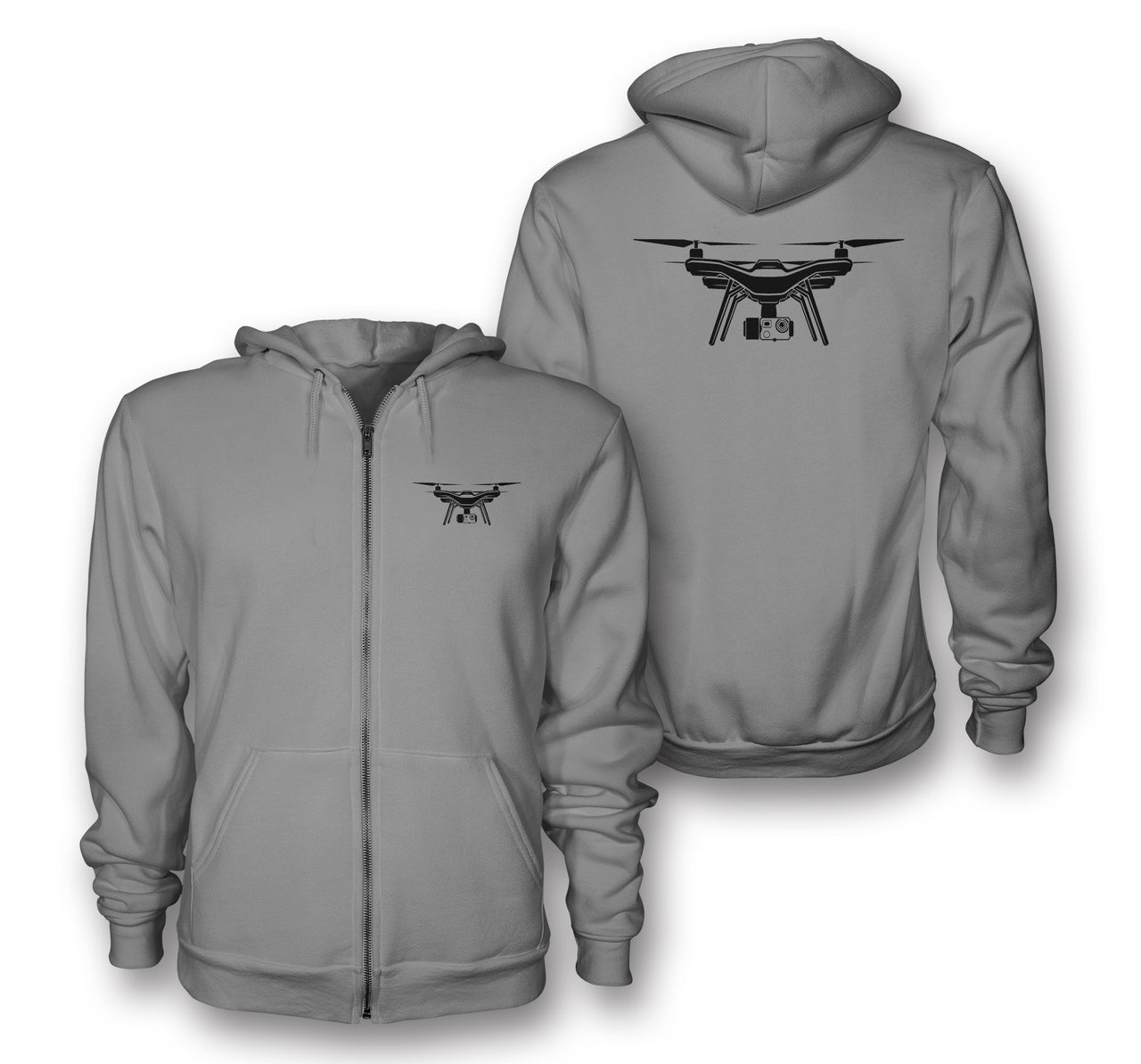 Drone Silhouette Designed Zipped Hoodies