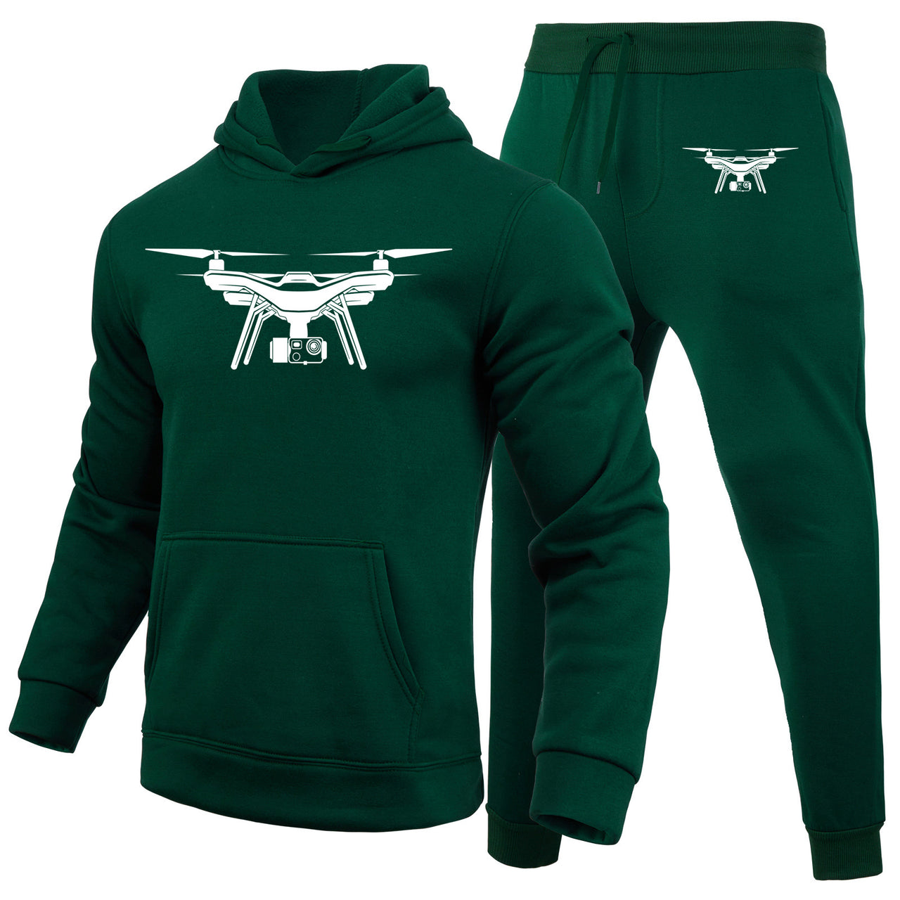 Drone Silhouette Designed Hoodies & Sweatpants Set