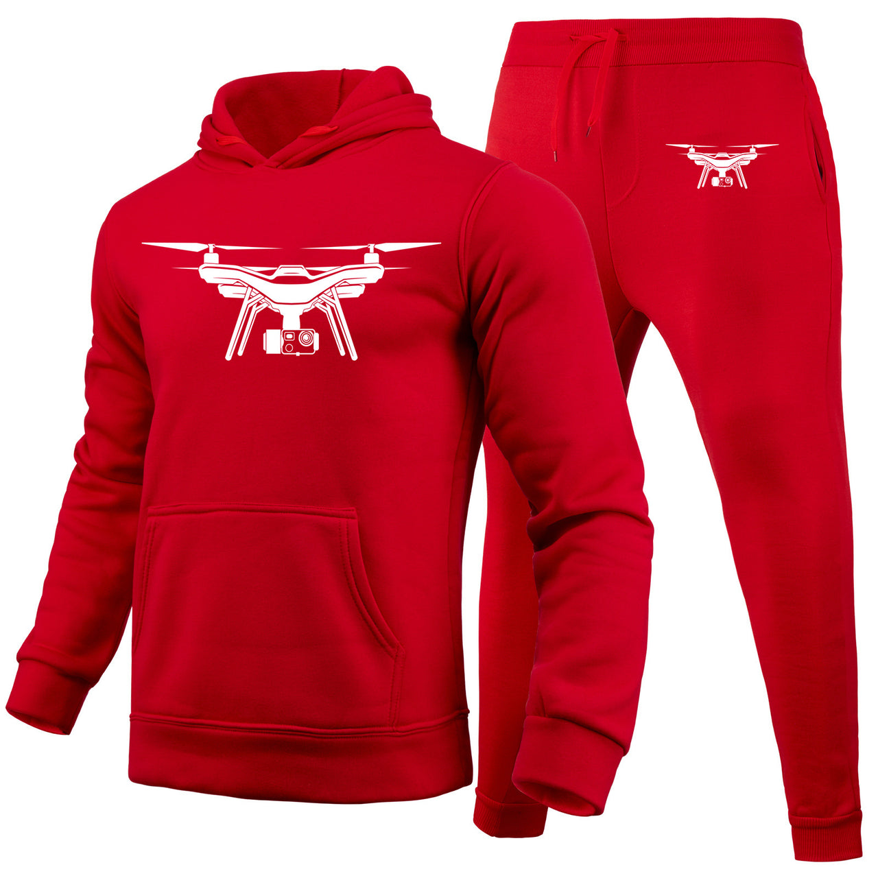 Drone Silhouette Designed Hoodies & Sweatpants Set