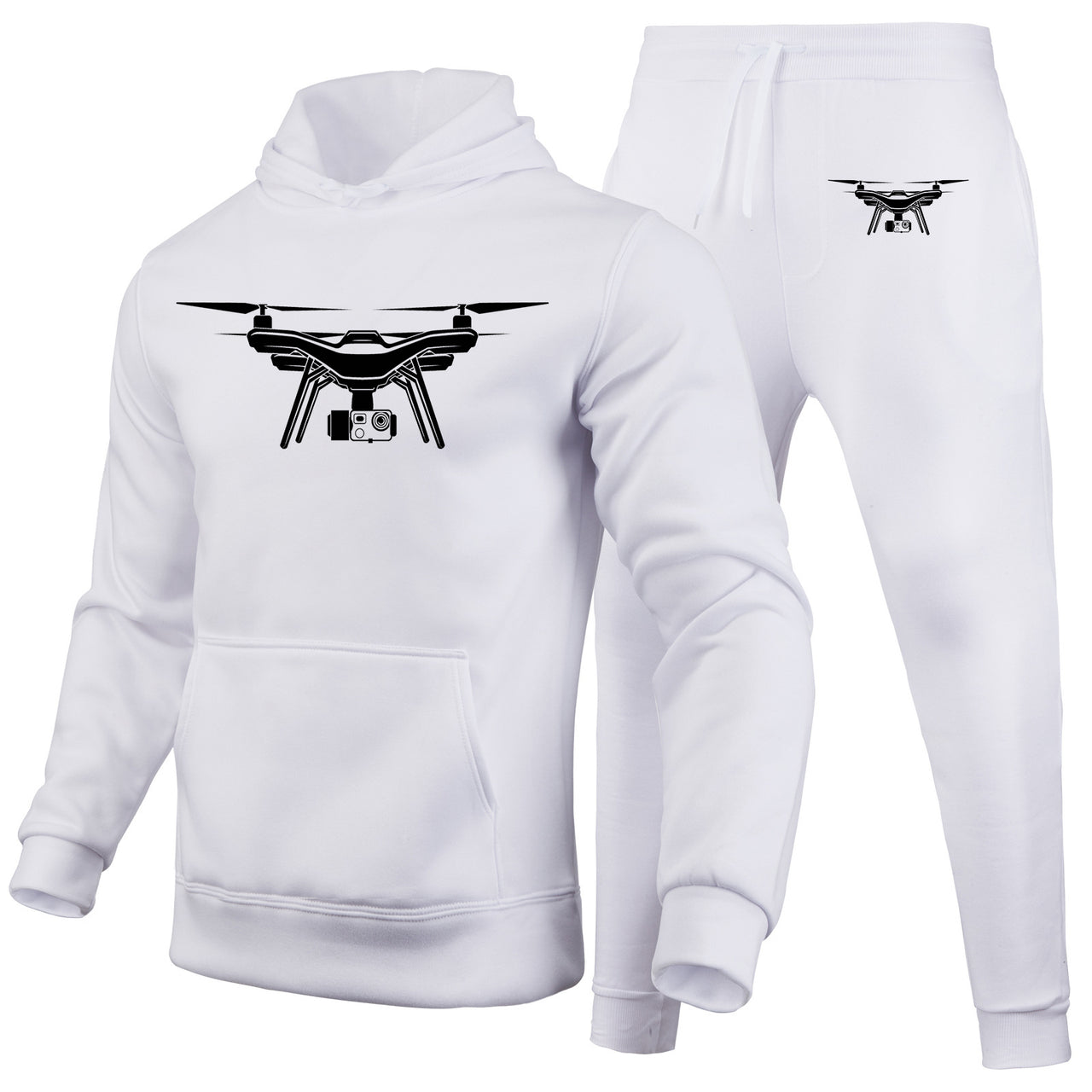 Drone Silhouette Designed Hoodies & Sweatpants Set