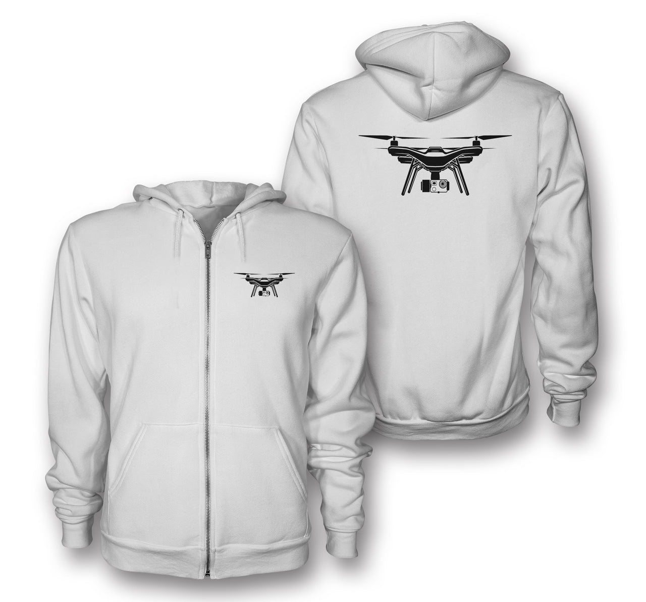 Drone Silhouette Designed Zipped Hoodies