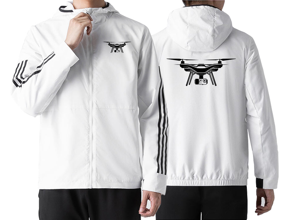 Drone Silhouette Designed Windbreaker Jackets