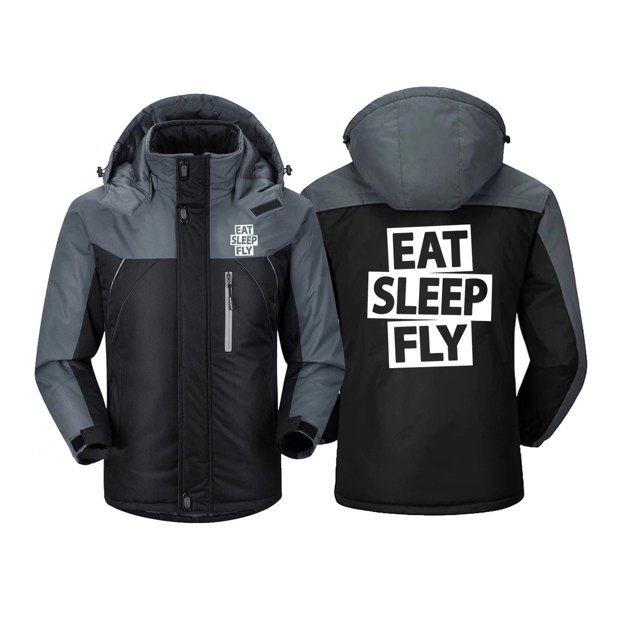 Eat Sleep Fly Designed Thick Winter Jackets