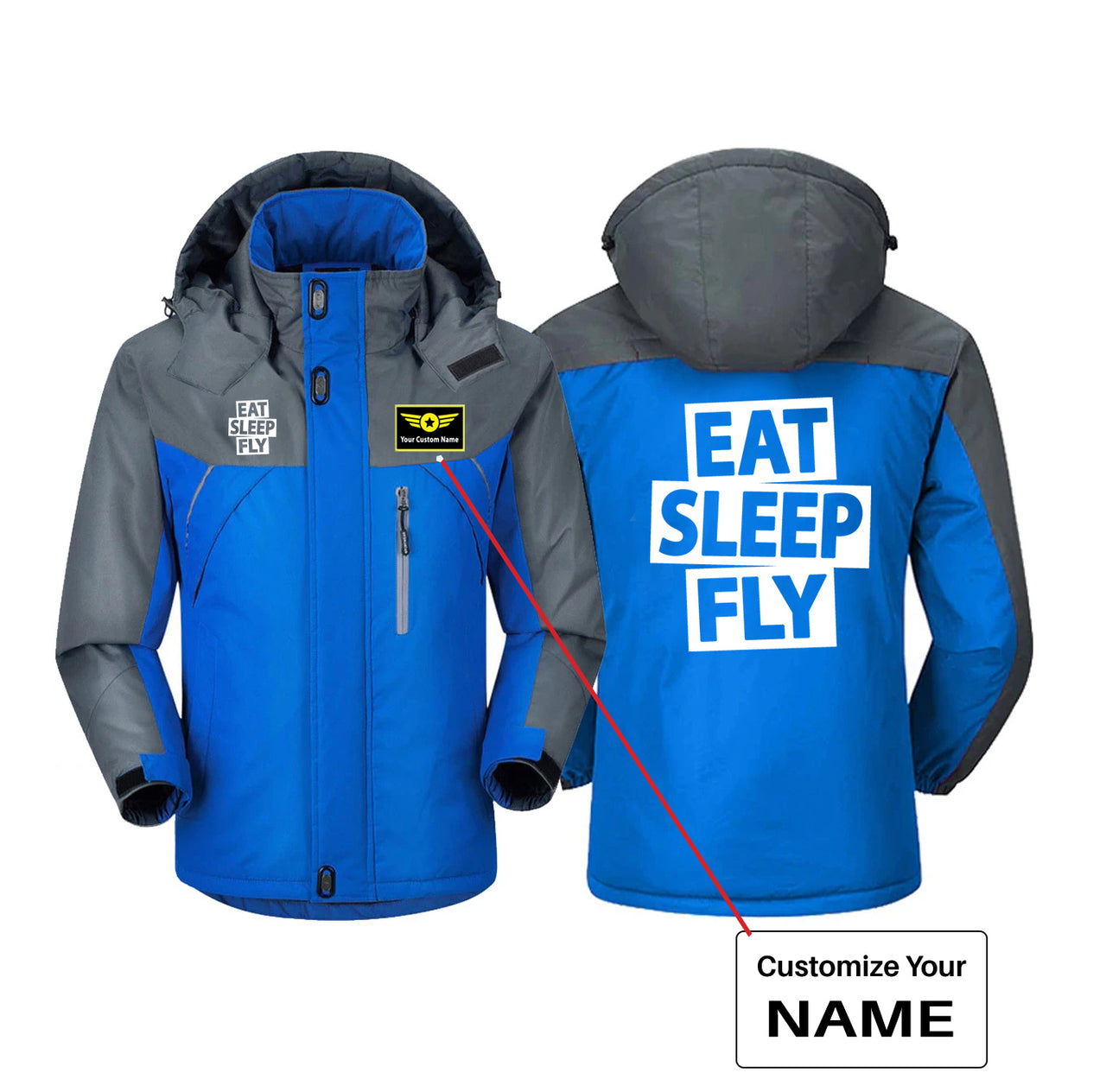 Eat Sleep Fly Designed Thick Winter Jackets