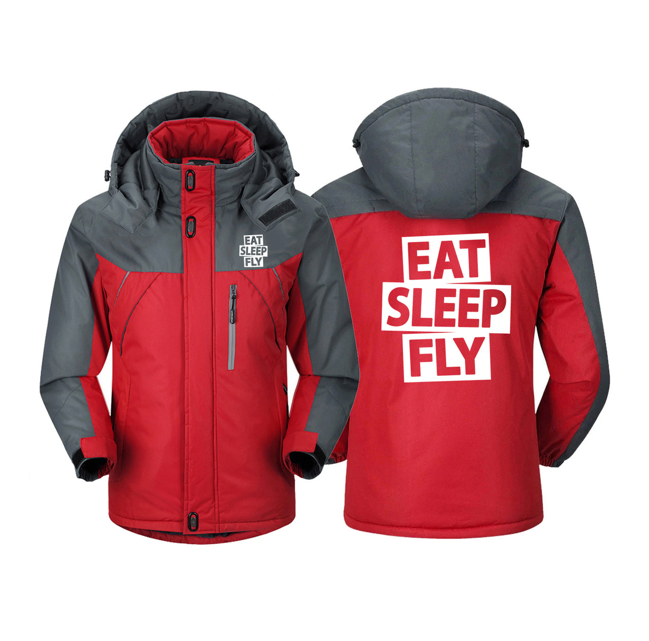 Eat Sleep Fly Designed Thick Winter Jackets