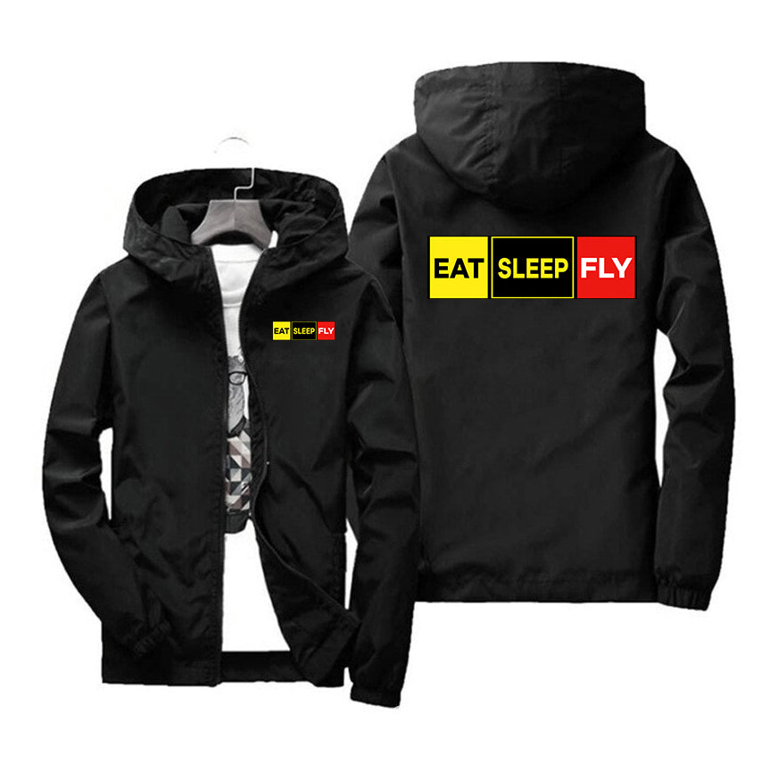 Eat Sleep Fly (Colourful) Designed Windbreaker Jackets