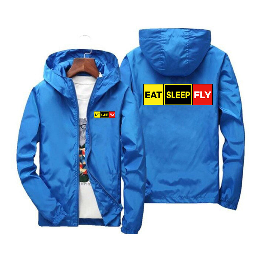 Eat Sleep Fly (Colourful) Designed Windbreaker Jackets