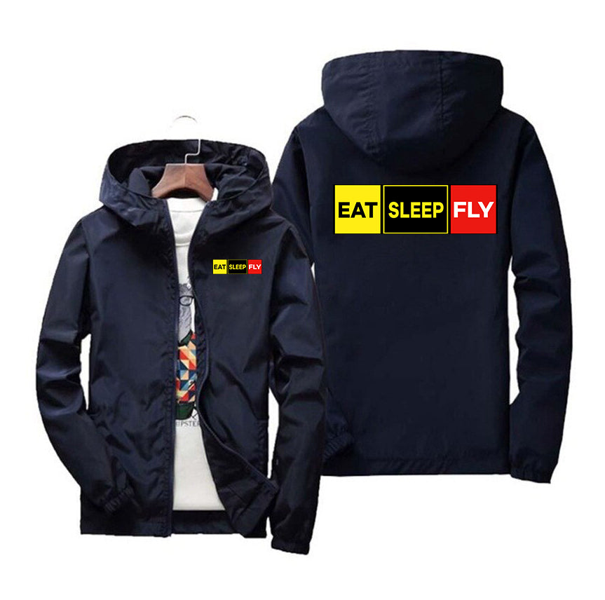 Eat Sleep Fly (Colourful) Designed Windbreaker Jackets