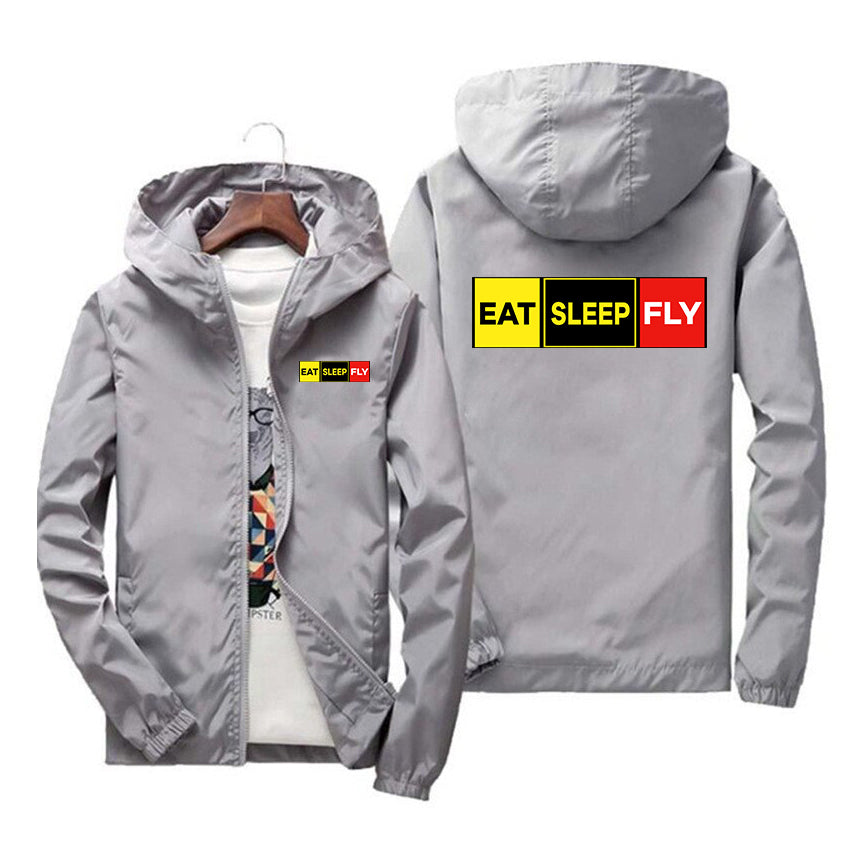 Eat Sleep Fly (Colourful) Designed Windbreaker Jackets