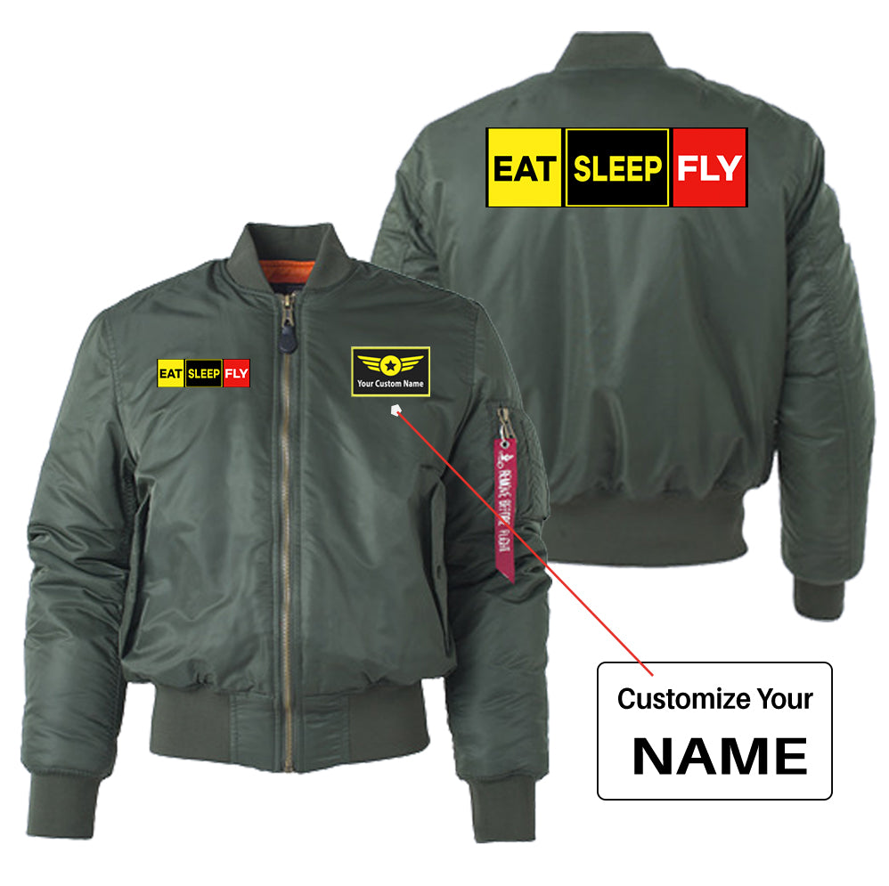 Eat Sleep Fly (Colourful) Designed "Women" Bomber Jackets