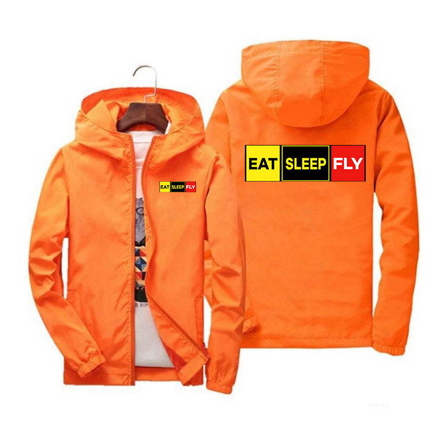 Eat Sleep Fly (Colourful) Designed Windbreaker Jackets